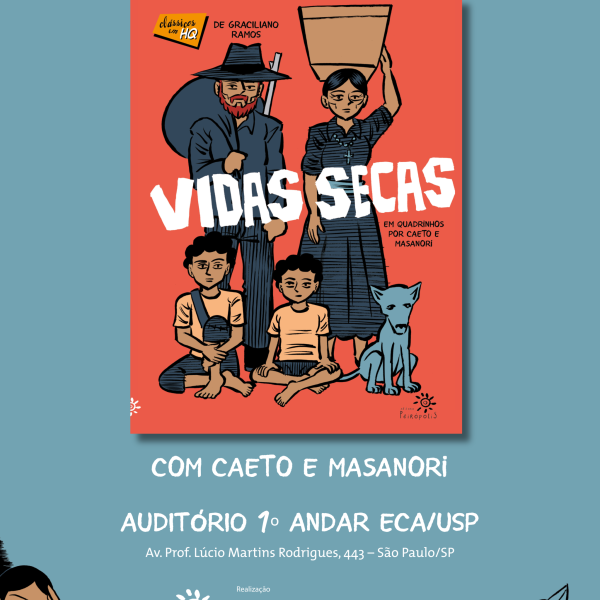 Card convite Vidas secas em quadrinhos